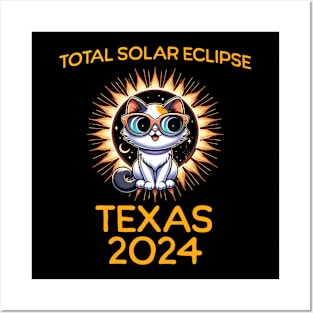 Funny Cat Sunglasses Total Solar Eclipse April 2024 Texas Posters and Art